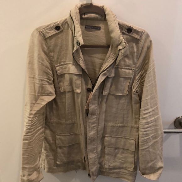 Olivia Moon Linen jacket, Size S, color:  oatmeal - Picture 1 of 6